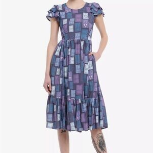 Her universe monster inc. door pattern midi dress